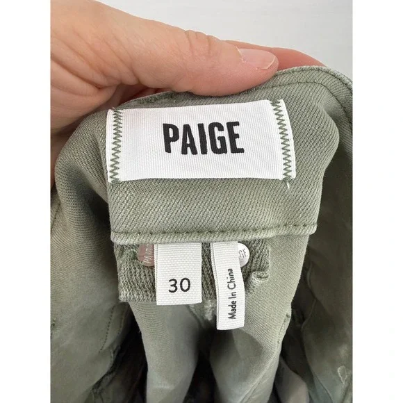 Paige Cargo Shorts Womens 30 Olive Green High Rise Utility Twill Summer Festival - Picture 8 of 9